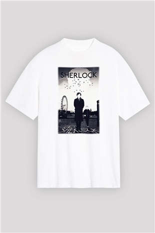Sherlock Beyaz Unisex Oversize Tişört T-Shirt