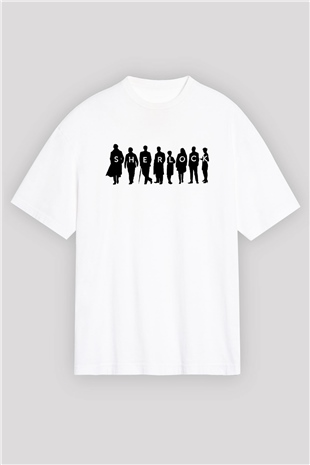 Sherlock Beyaz Unisex Oversize Tişört T-Shirt
