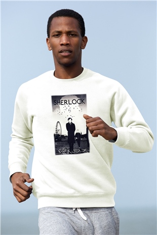 Sherlock Beyaz Unisex Sweatshirt