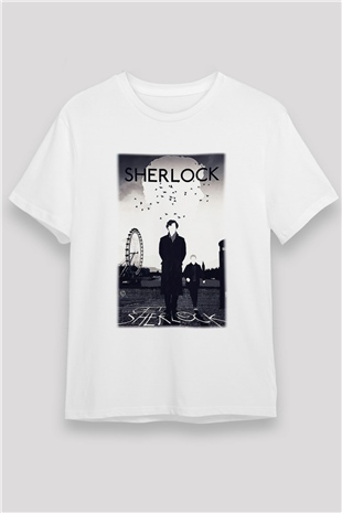Sherlock Beyaz Unisex Tişört T-Shirt