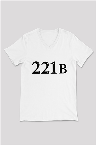 Sherlock Beyaz Unisex V Yaka Tişört T-Shirt