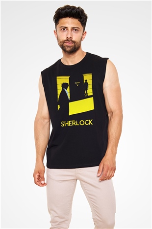 Sherlock Siyah Unisex Kolsuz Tişört