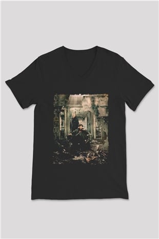 Sherlock Siyah Unisex V Yaka Tişört