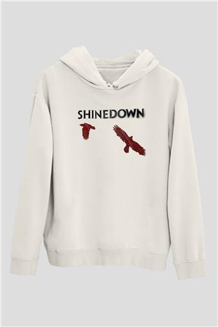 Shinedown Baskılı Beyaz Unisex Kapüşonlu Sweatshirt
