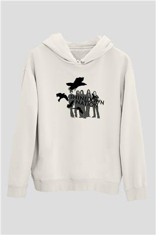 Shinedown Baskılı Beyaz Unisex Kapüşonlu Sweatshirt