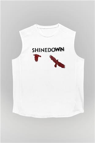 Shinedown Baskılı Beyaz Unisex Kolsuz Tişört - Tshirt