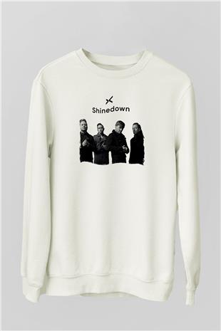 Shinedown Baskılı Beyaz Unisex Sweatshirt