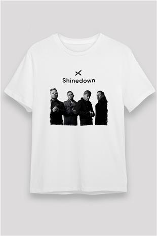 Shinedown Baskılı Unisex Beyaz Tişört - Tshirt