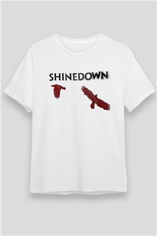 Shinedown Baskılı Unisex Beyaz Tişört - Tshirt