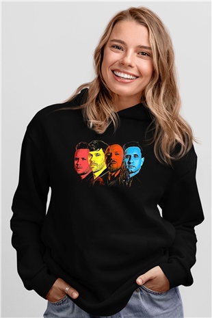 Shinedown Baskılı Unisex Siyah Kapüşonlu Sweatshirt