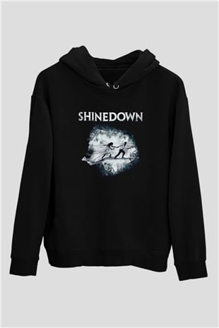 Shinedown Baskılı Unisex Siyah Kapüşonlu Sweatshirt
