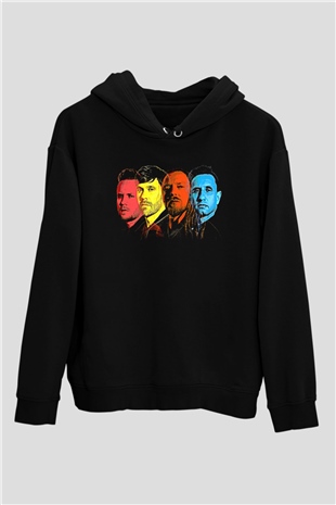 Shinedown Baskılı Unisex Siyah Kapüşonlu Sweatshirt