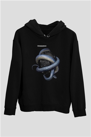 Shinedown Baskılı Unisex Siyah Kapüşonlu Sweatshirt