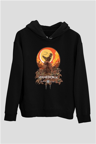 Shinedown Baskılı Unisex Siyah Kapüşonlu Sweatshirt