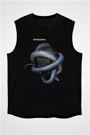Shinedown Baskılı Unisex Siyah Kolsuz Tişört - Tshirt