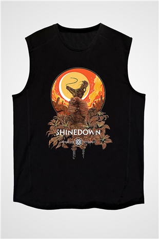 Shinedown Baskılı Unisex Siyah Kolsuz Tişört - Tshirt