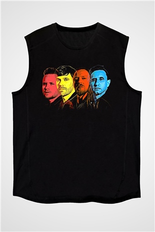 Shinedown Baskılı Unisex Siyah Kolsuz Tişört - Tshirt