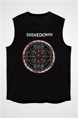 Shinedown Baskılı Unisex Siyah Kolsuz Tişört - Tshirt