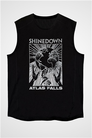 Shinedown Baskılı Unisex Siyah Kolsuz Tişört - Tshirt