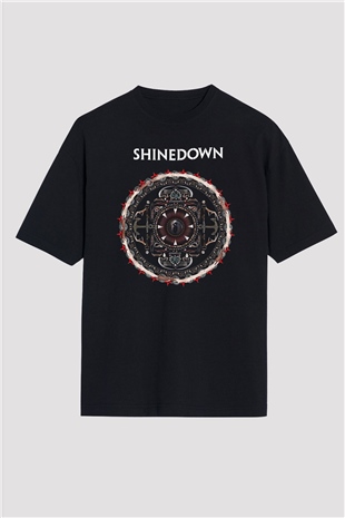 Shinedown Baskılı Unisex Siyah Oversize Tişört - Tshirt