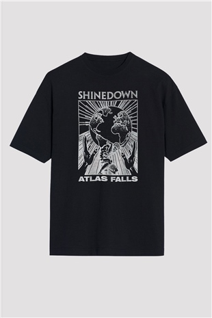 Shinedown Baskılı Unisex Siyah Oversize Tişört - Tshirt