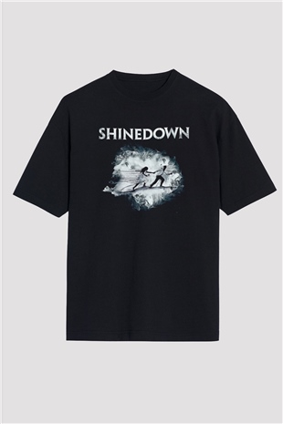 Shinedown Baskılı Unisex Siyah Oversize Tişört - Tshirt