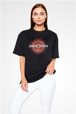 Shinedown Baskılı Unisex Siyah Oversize Tişört - Tshirt