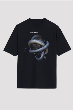 Shinedown Baskılı Unisex Siyah Oversize Tişört - Tshirt
