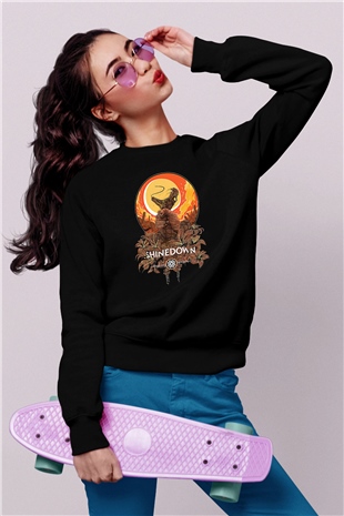 Shinedown Baskılı Unisex Siyah Sweatshirt