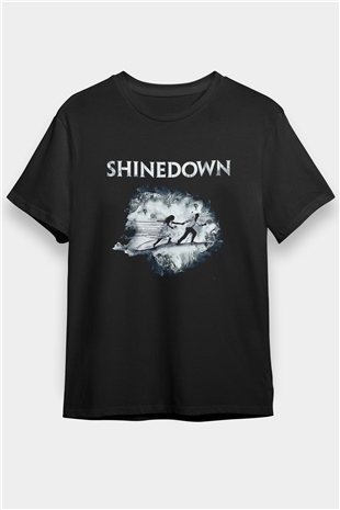 Shinedown Baskılı Unisex Siyah Tişört - Tshirt