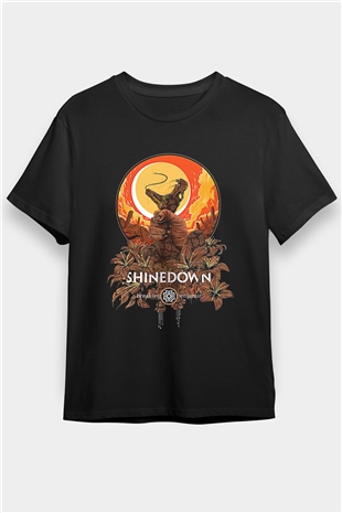 Shinedown Baskılı Unisex Siyah Tişört - Tshirt