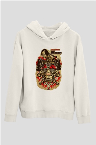 Shining Beyaz Unisex Kapşonlu Sweatshirt