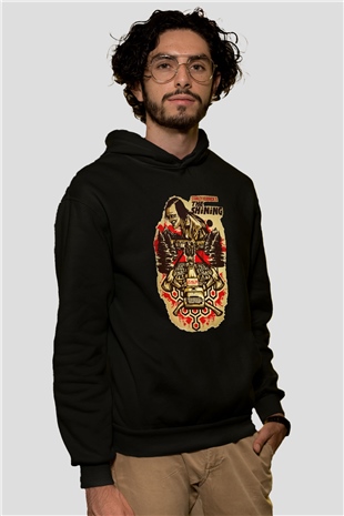Shining Siyah Unisex Kapüşonlu Sweatshirt