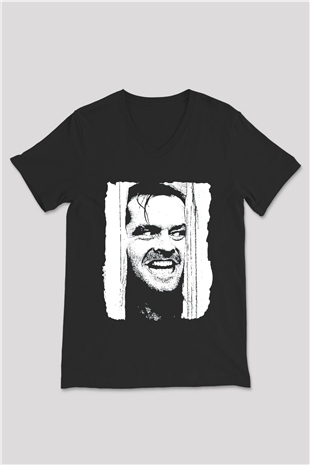 Shining Siyah Unisex  V Yaka Tişört