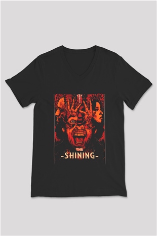 Shining Siyah Unisex V Yaka Tişört