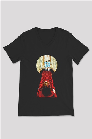 Shining Siyah Unisex V Yaka Tişört