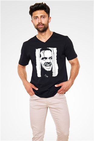 Shining Siyah Unisex  V Yaka Tişört