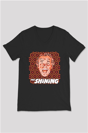 Shining Siyah Unisex V Yaka Tişört