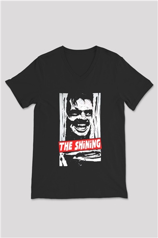 Shining Siyah Unisex V Yaka Tişört