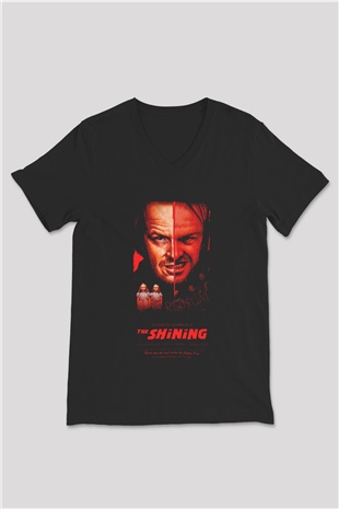 Shining Siyah Unisex  V Yaka Tişört