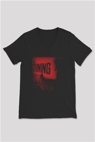 Shining Siyah Unisex V Yaka Tişört
