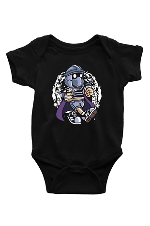 Shredder Bastard Baskılı Siyah Bebek Body - Zıbın