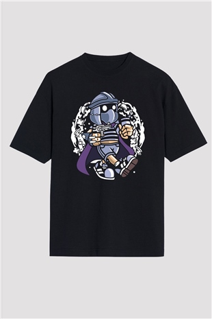 Shredder Bastard Baskılı Siyah Unisex Oversize Tişört
