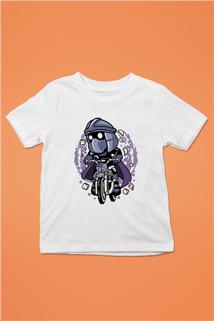 Shredder Biker Baskılı Beyaz Unisex Çocuk Tshirt