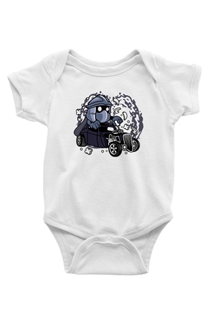 Shredder Hotrod Baskılı Beyaz Unisex Bebek Body - Zıbın