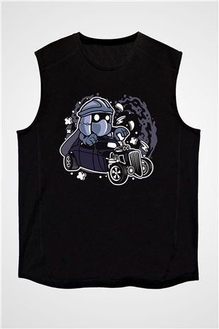 Shredder Hotrod Baskılı Siyah Unisex Kolsuz Tişört