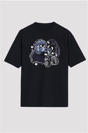Shredder Hotrod Baskılı Siyah Unisex Oversize Tişört