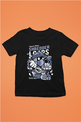 Shredder Loops Baskılı Siyah Çocuk Unisex Tshirt