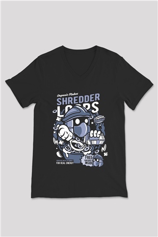 Shredder Loops Baskılı Siyah Unisex V Yaka Tişört