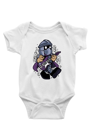 Shredder Rocker Baskılı Beyaz Unisex Bebek Body - Zıbın